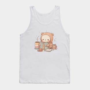 Cute Reading Companion - Kawaii Character Design for Book Lovers and Bibliophiles Tank Top